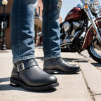 Hot Leathers Men's Black 11-inch Round Toe Engineer Leather Boots BTM1002