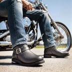 Hot Leathers Men's Black 11-inch Round Toe Engineer Leather Boots BTM1002