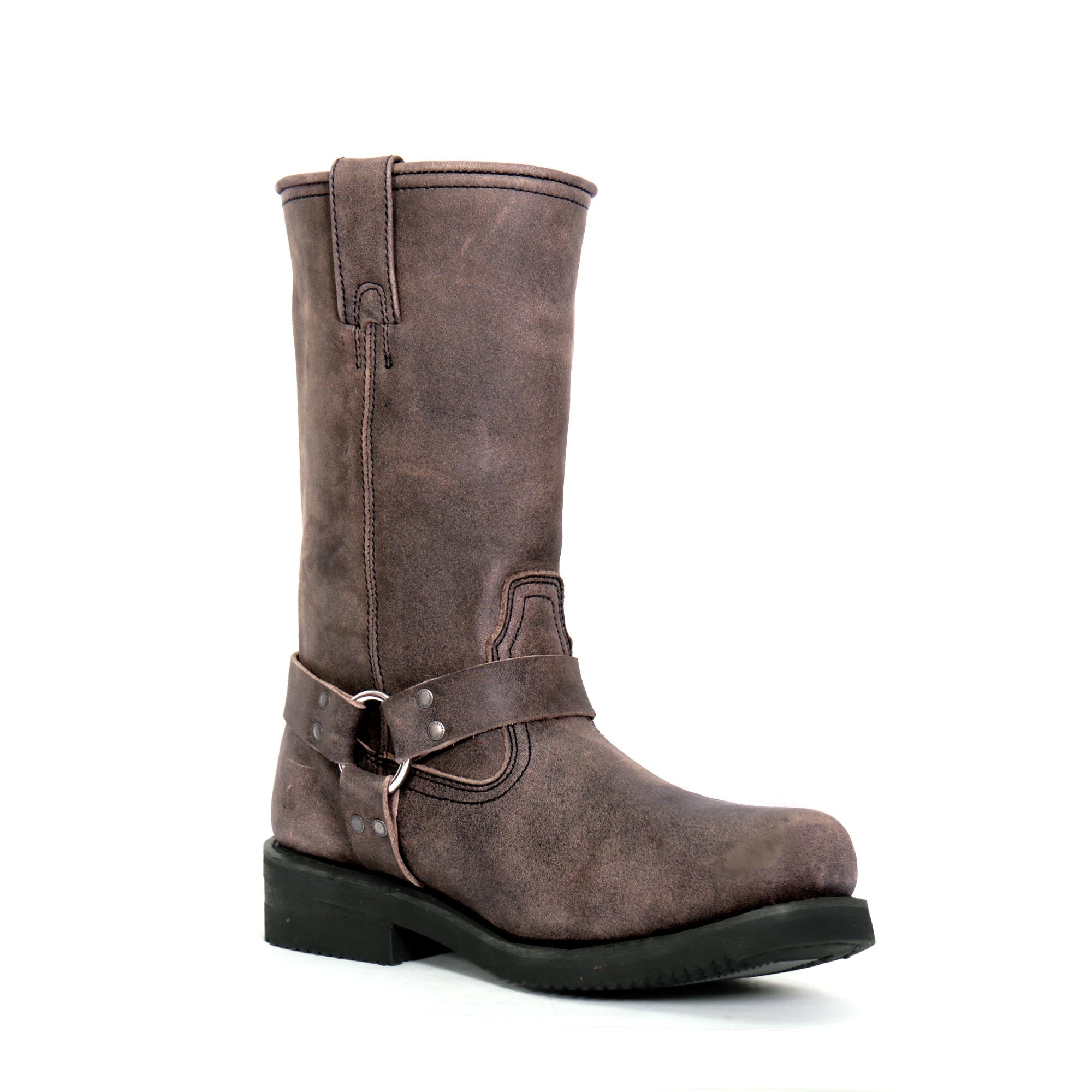 Hot Leathers BTM1003 Men's Stone Wash Brown 11-inch Tall Harness Leather Boots
