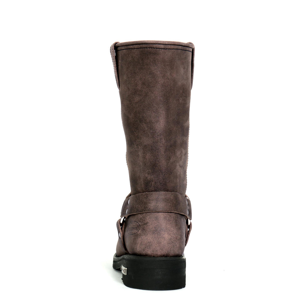 Men's Dust Rider Stone-Wash Brown Harness Boots - BTM1003