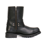 Hot Leathers Mens Wide Boots Black 8-inch Short Harness with Lug Sole BTM1004W