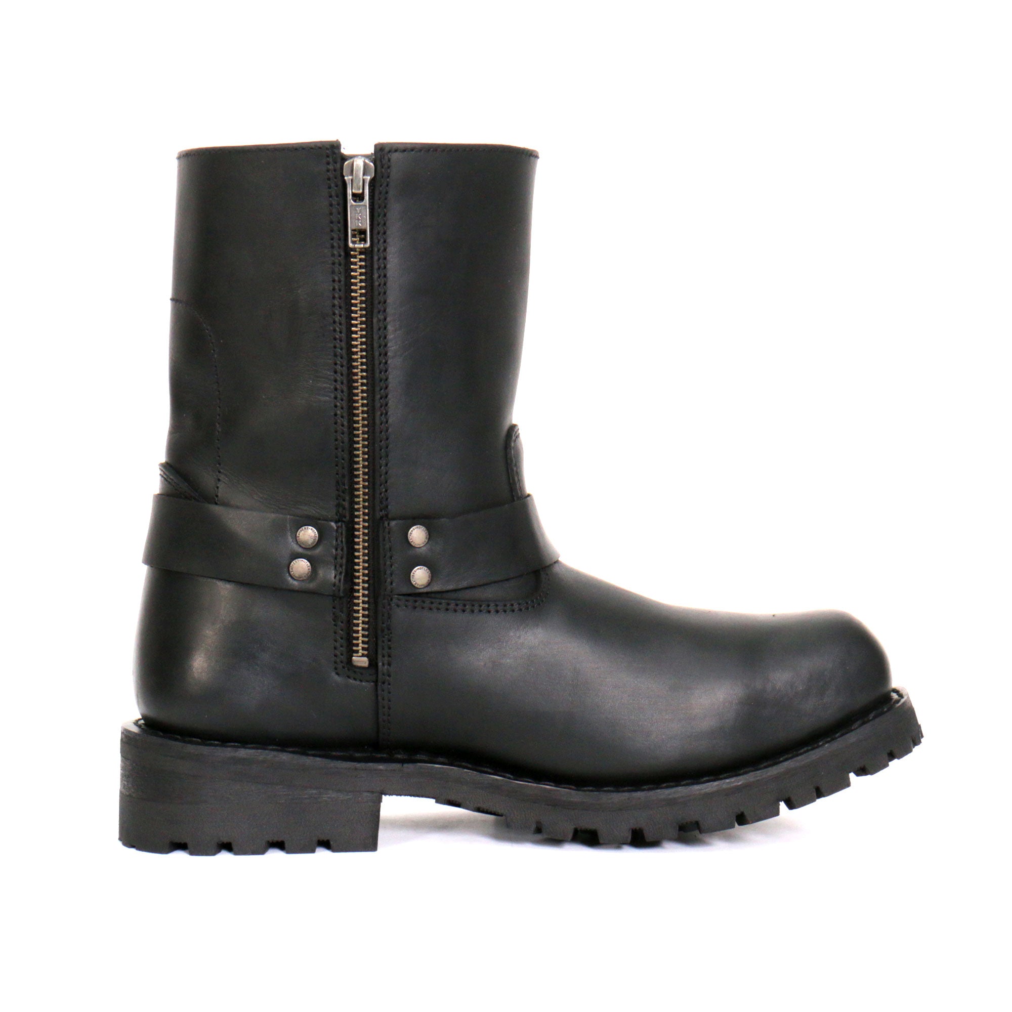 Hot Leathers Mens Wide Boots Black 8-inch Short Harness with Lug Sole BTM1004W
