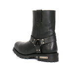 Hot Leathers Mens Wide Boots Black 8-inch Short Harness with Lug Sole BTM1004W
