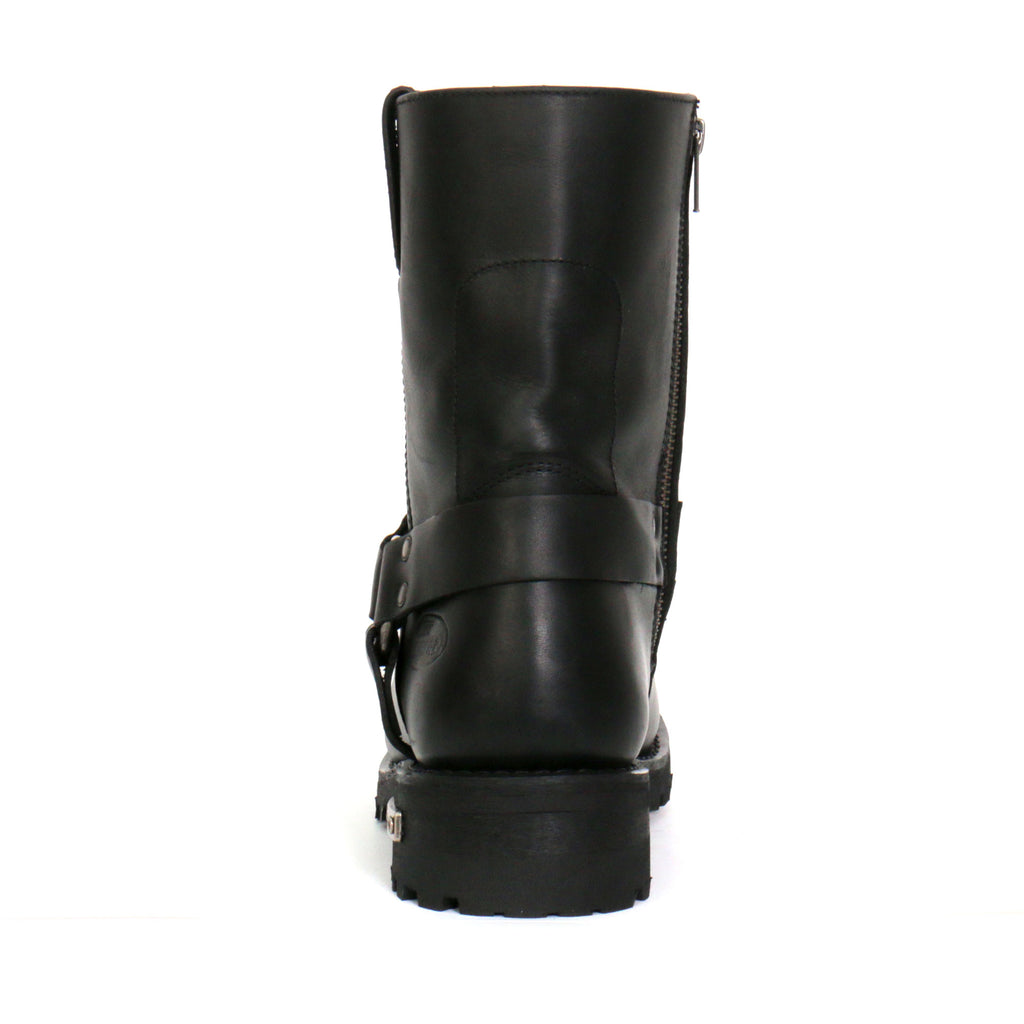 Hot Leathers Mens Wide Boots Black 8-inch Short Harness with Lug Sole BTM1004W