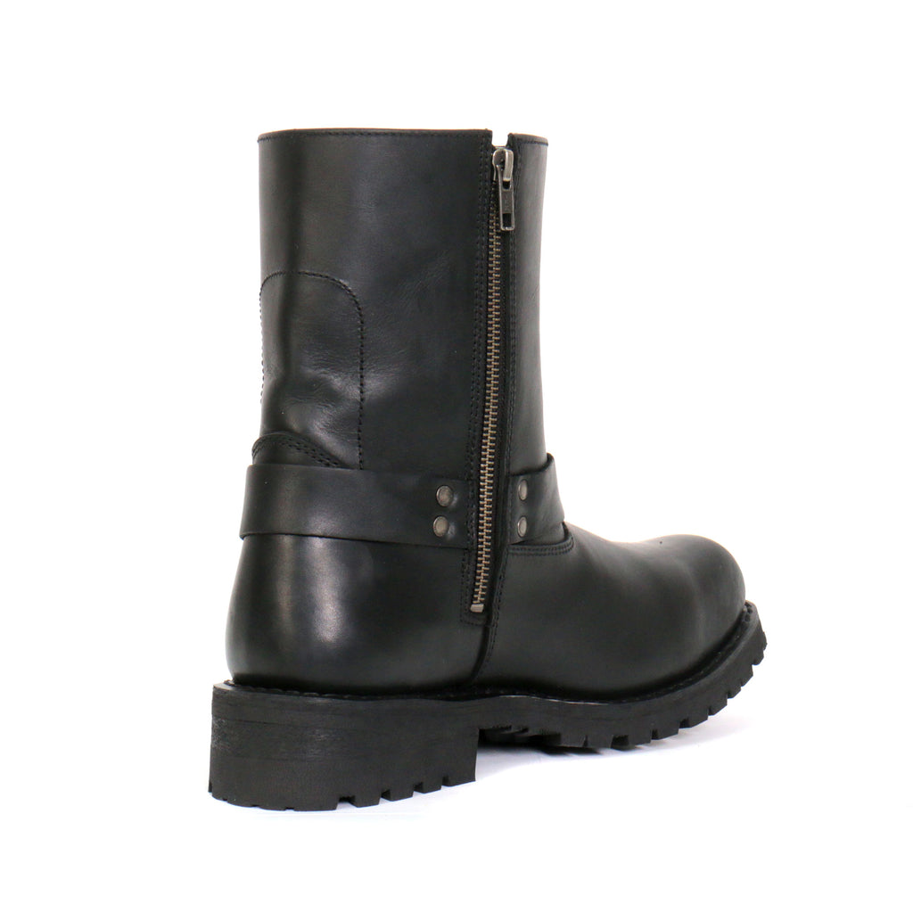 Hot Leathers Mens Wide Boots Black 8-inch Short Harness with Lug Sole BTM1004W