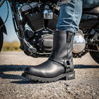 Hot Leathers Men's Black 8-inch Short Harness Leather Boots with Lug Sole BTM1004