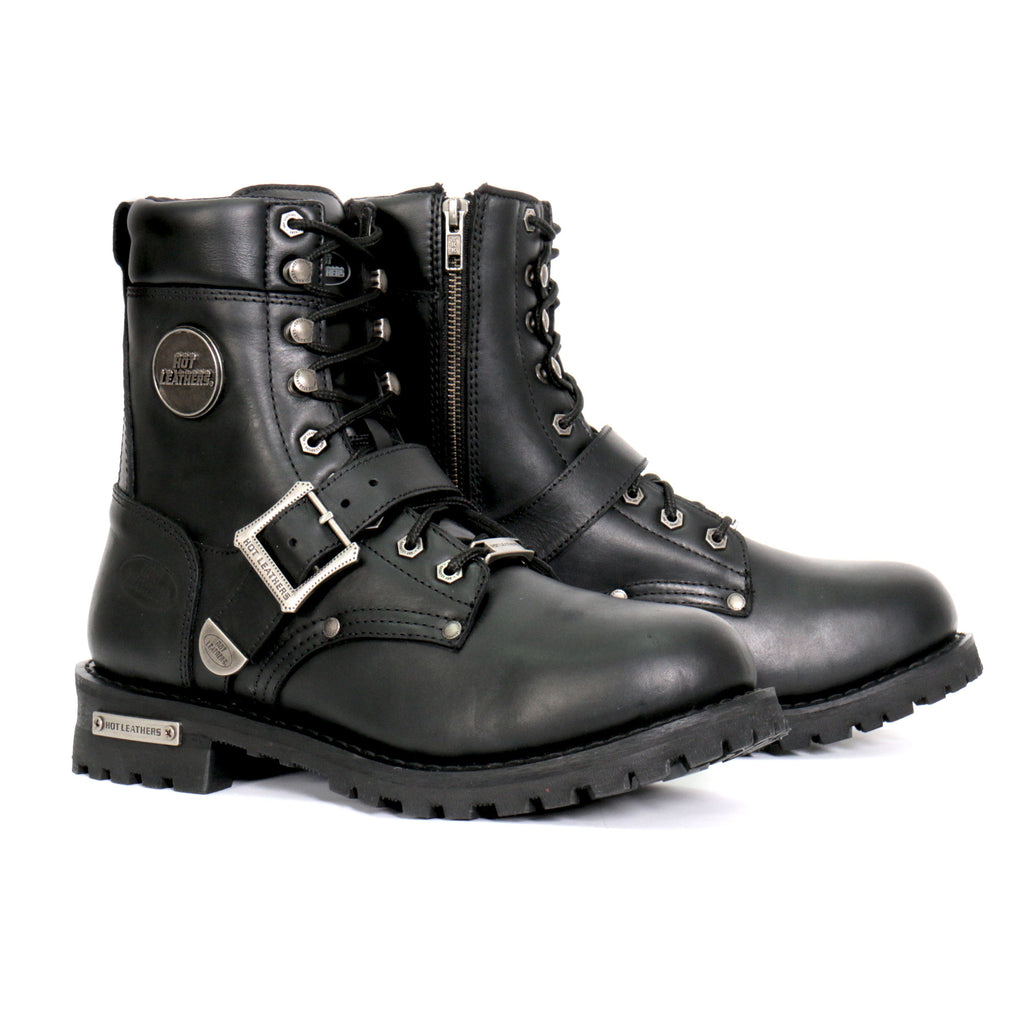 Hot Leathers Mens Wide Boots Leather 8-inch with Adjustable Buckle BTM1006W