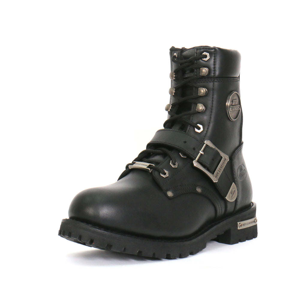 Hot Leathers Mens Wide Boots Leather 8-inch with Adjustable Buckle BTM1006W