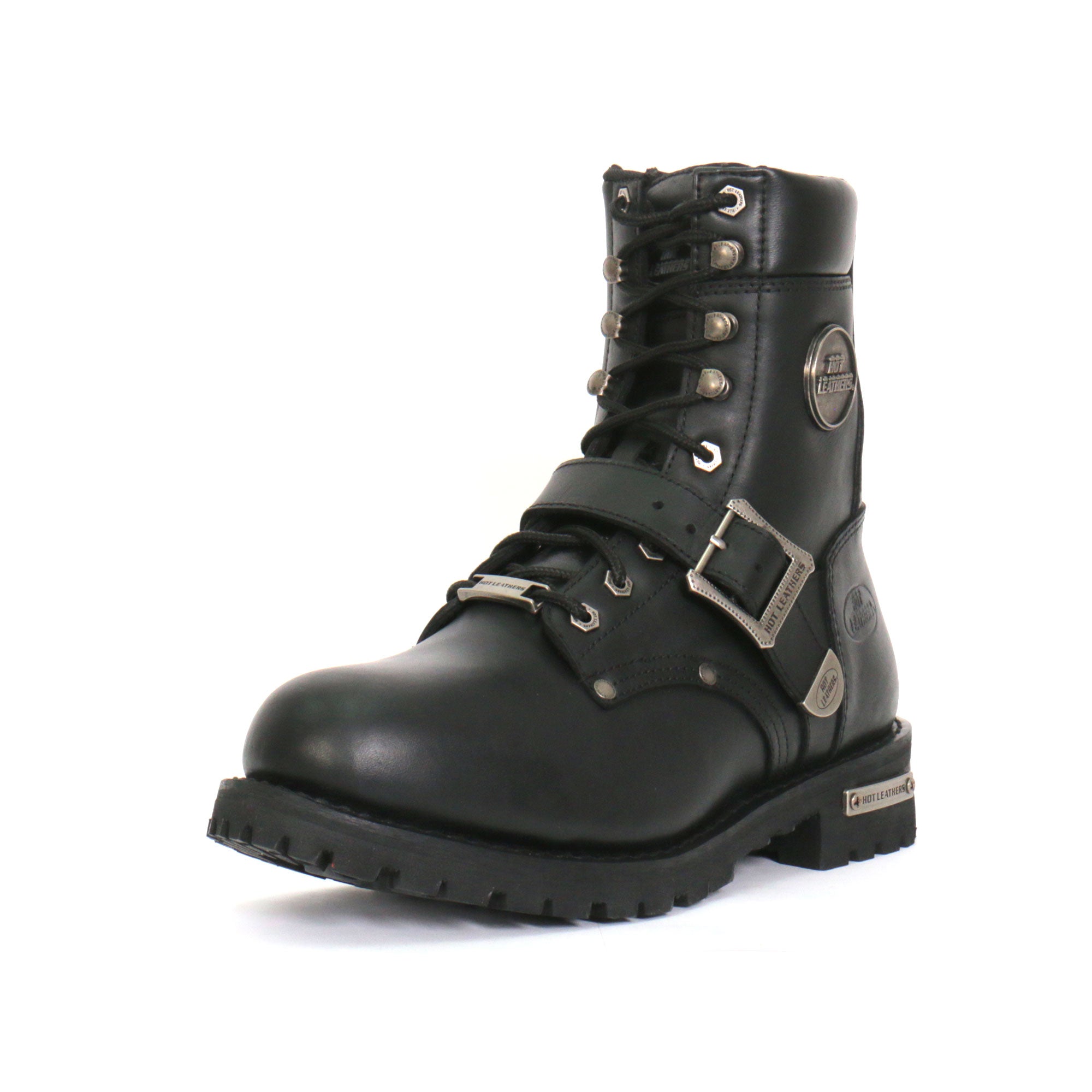Hot Leathers Mens Wide Boots Leather 8-inch with Adjustable Buckle BTM1006W