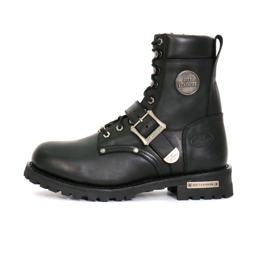 Hot Leathers Mens Wide Boots Leather 8-inch with Adjustable Buckle BTM1006W
