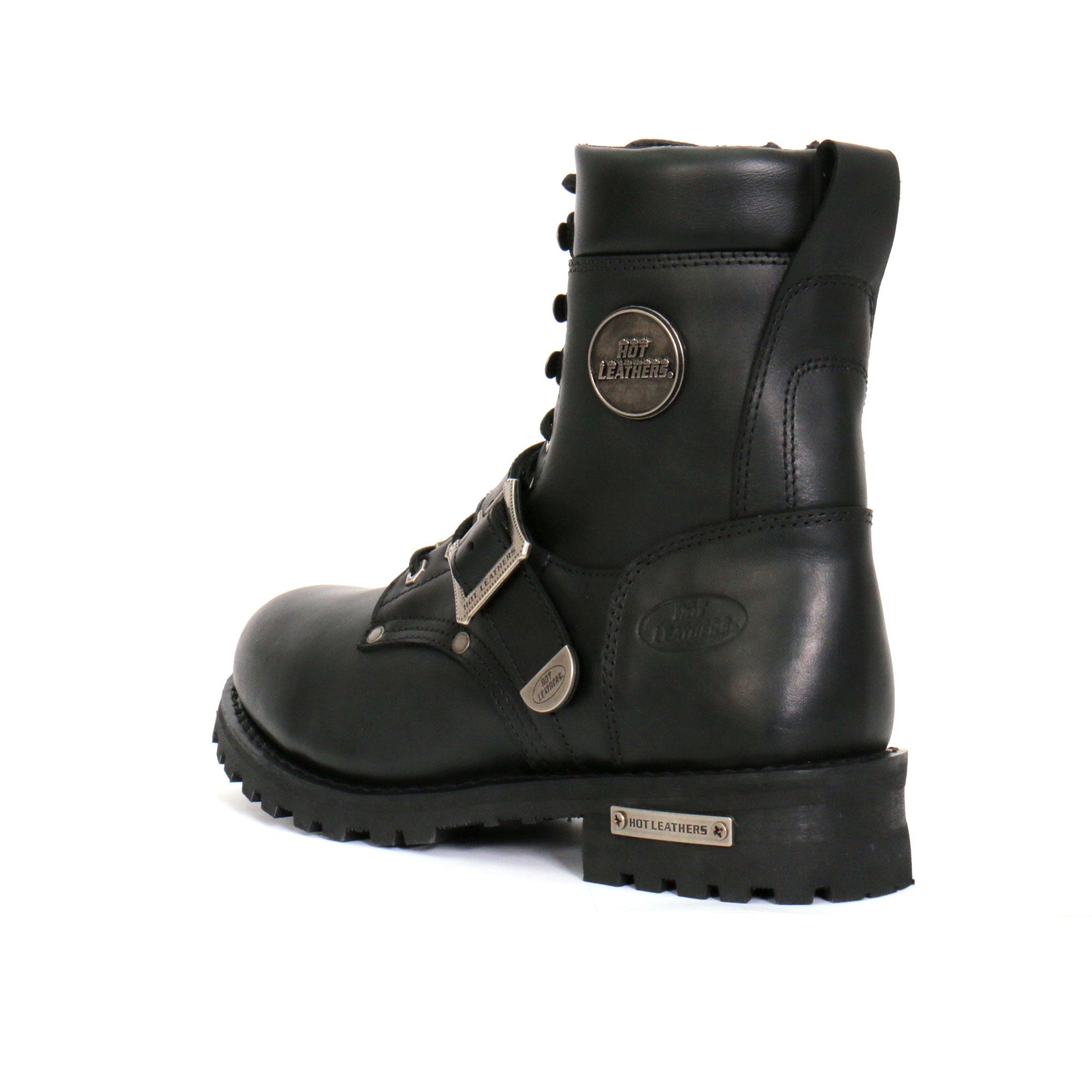 Hot Leathers Mens Wide Boots Leather 8-inch with Adjustable Buckle BTM1006W