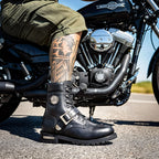 Hot Leathers Men's Wide Width Black 8-inch Logger Leather Boots with Adjustable Buckle BTM1006