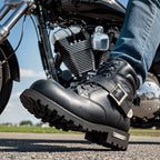 Hot Leathers Men's Black 6-inch Logger Leather Boots with Adjustable Buckle BTM1007
