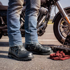 Hot Leathers Men's Black 7-Inch Leather Lace Up Boots with Zipper Closure BTM1009