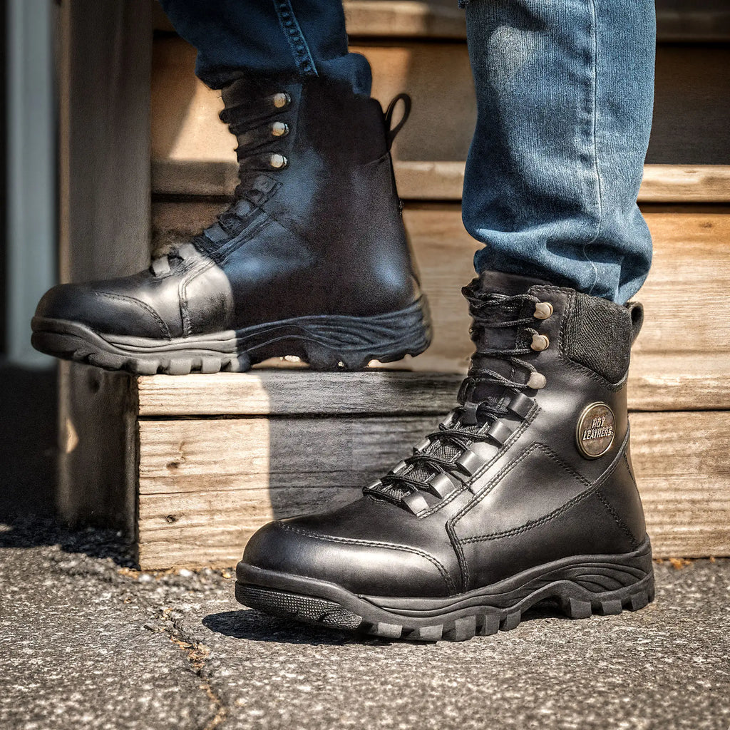 Hot Leathers Men's Black Leather Swat Style Lace Up Boots  BTM1010