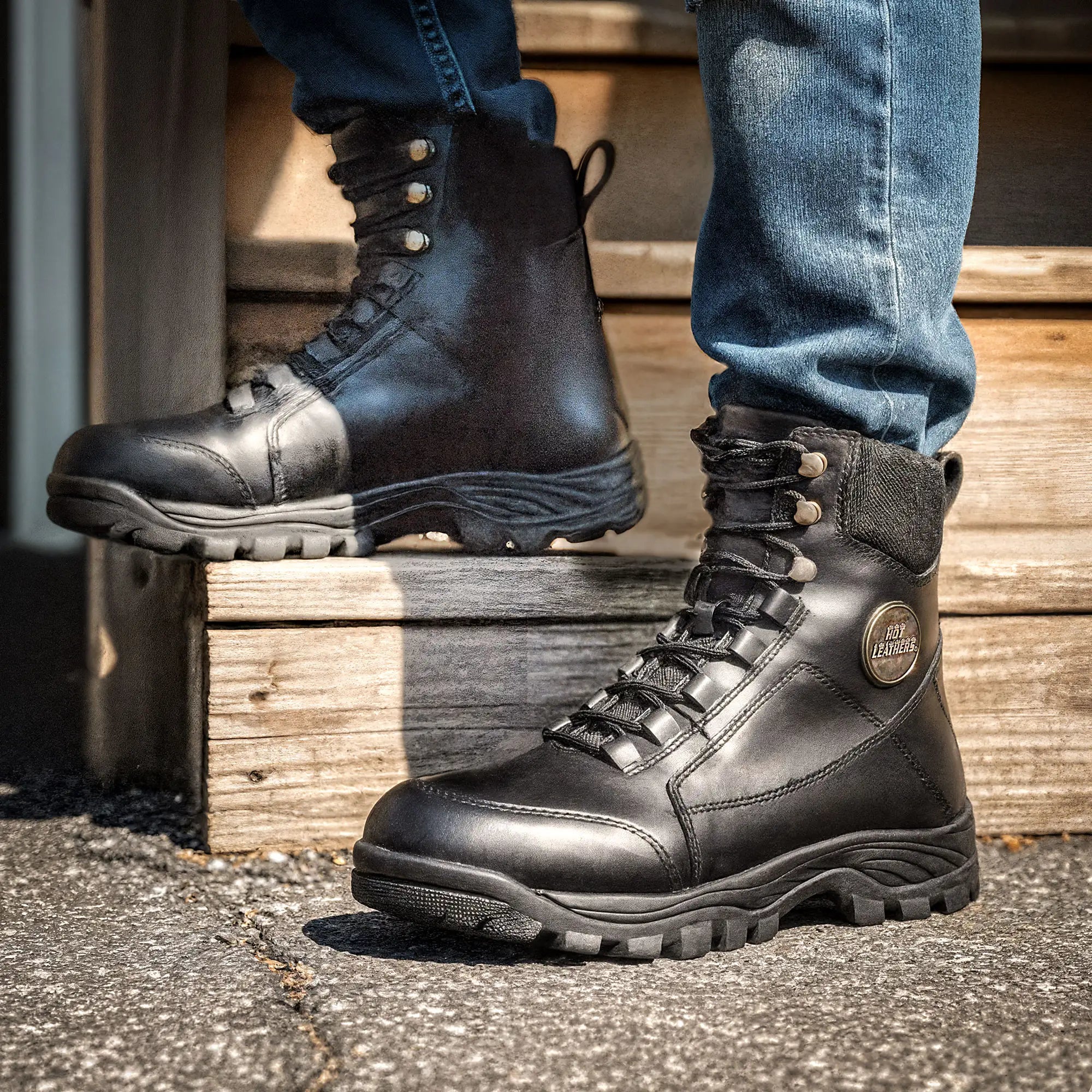 Hot Leathers Men's Black Leather Swat Style Lace Up Boots  BTM1010