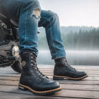 Hot Leathers Men's 8 Inch Two Tone Logger Leather Lace Up Boots BTM1011