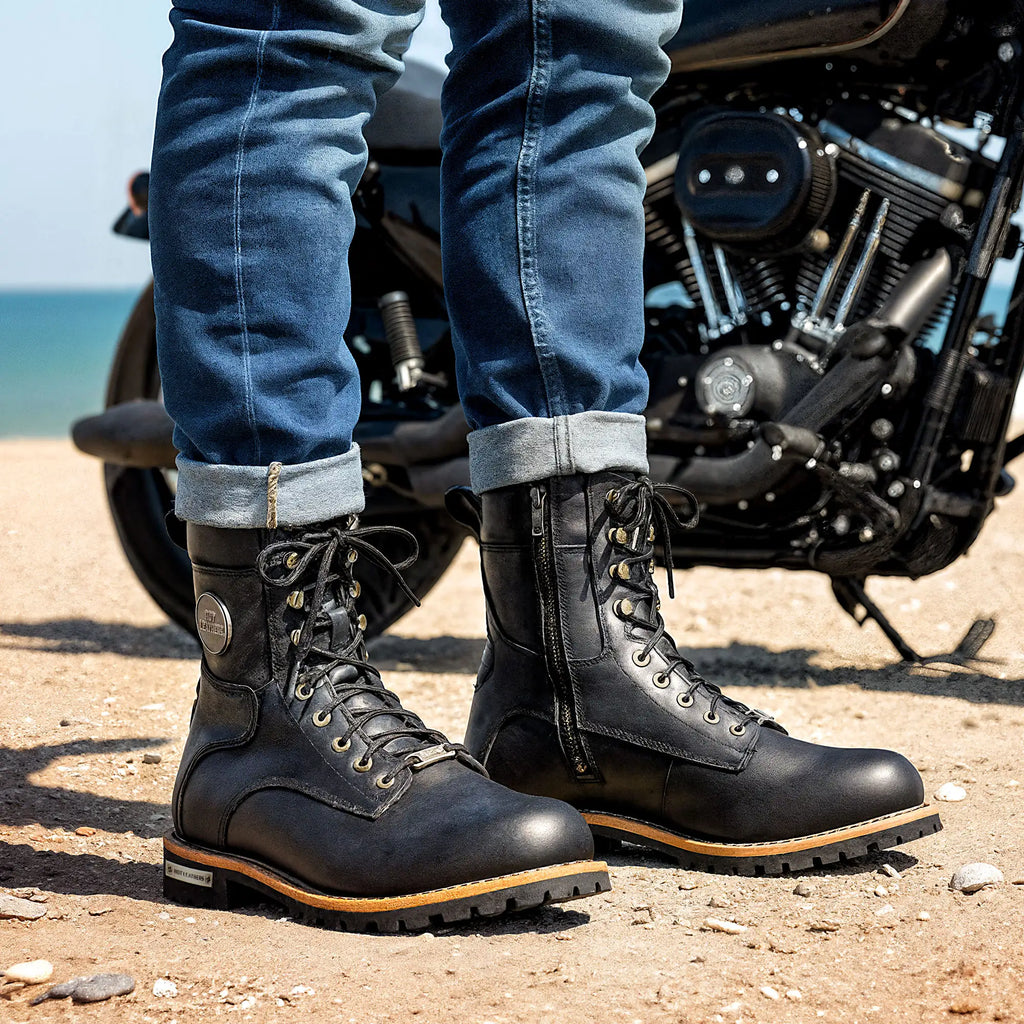 Hot Leathers Men's 8 Inch Two Tone Logger Leather Lace Up Boots BTM1011