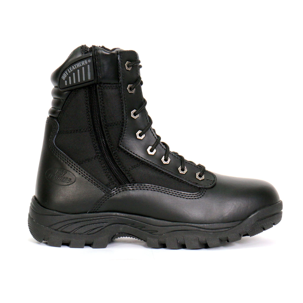 Hot Leathers Mens Wide Boots Black Leather with Zippers BTM1012W