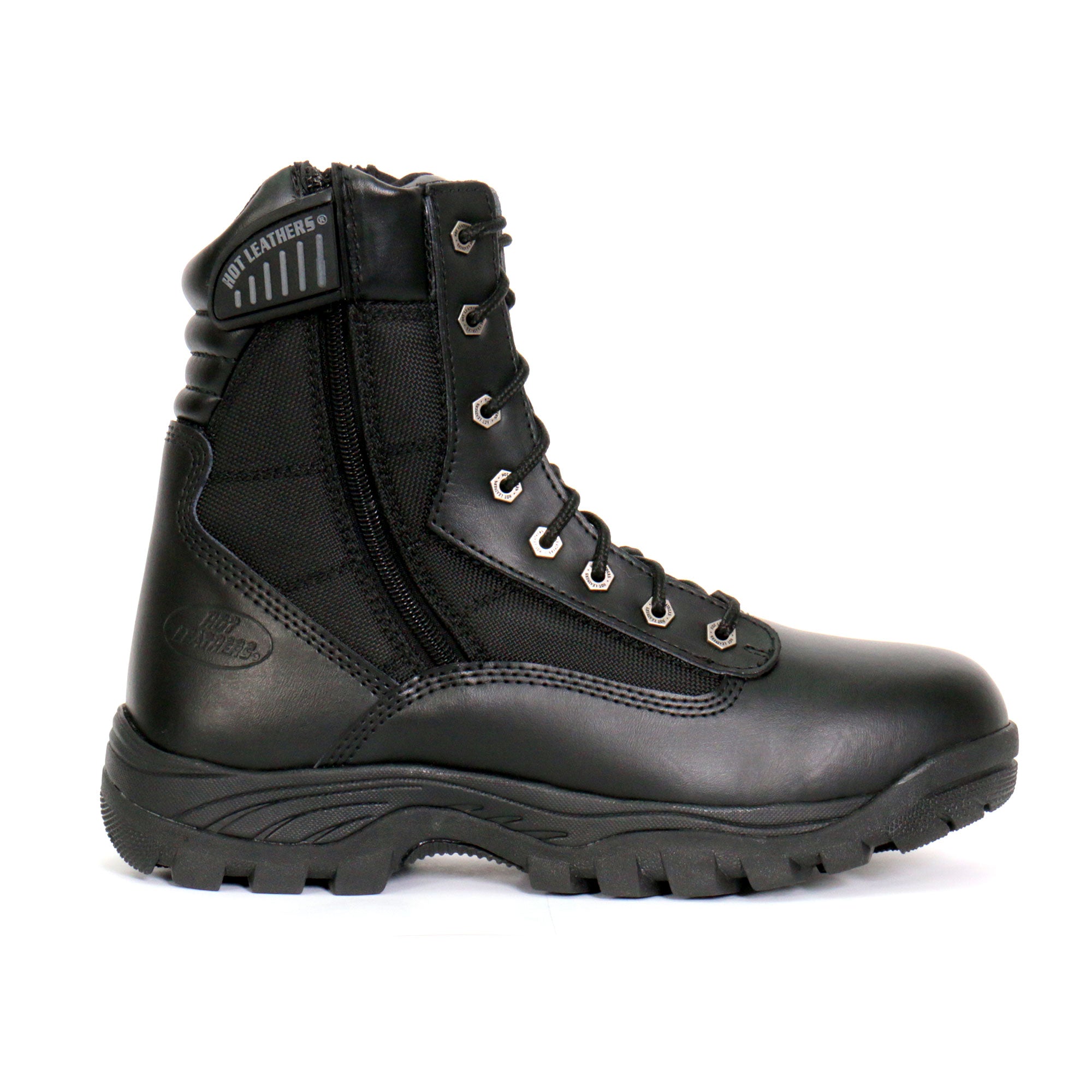Hot Leathers Mens Wide Boots Black Leather with Zippers BTM1012W