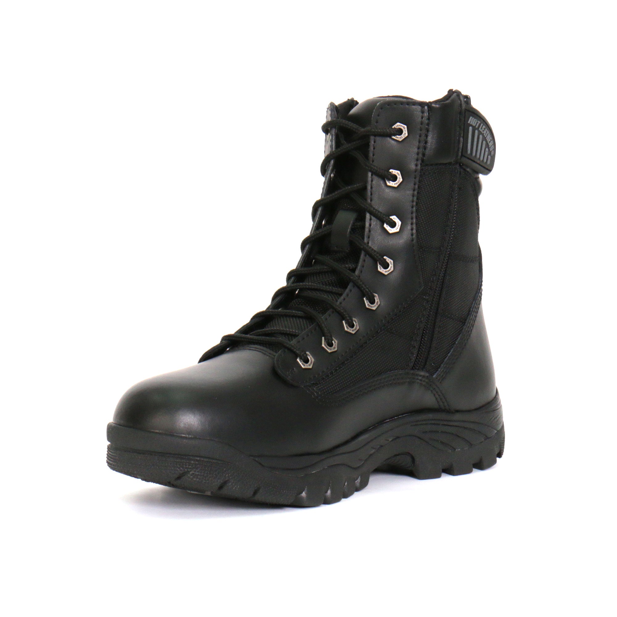 Hot Leathers Mens Wide Boots Black Leather with Zippers BTM1012W