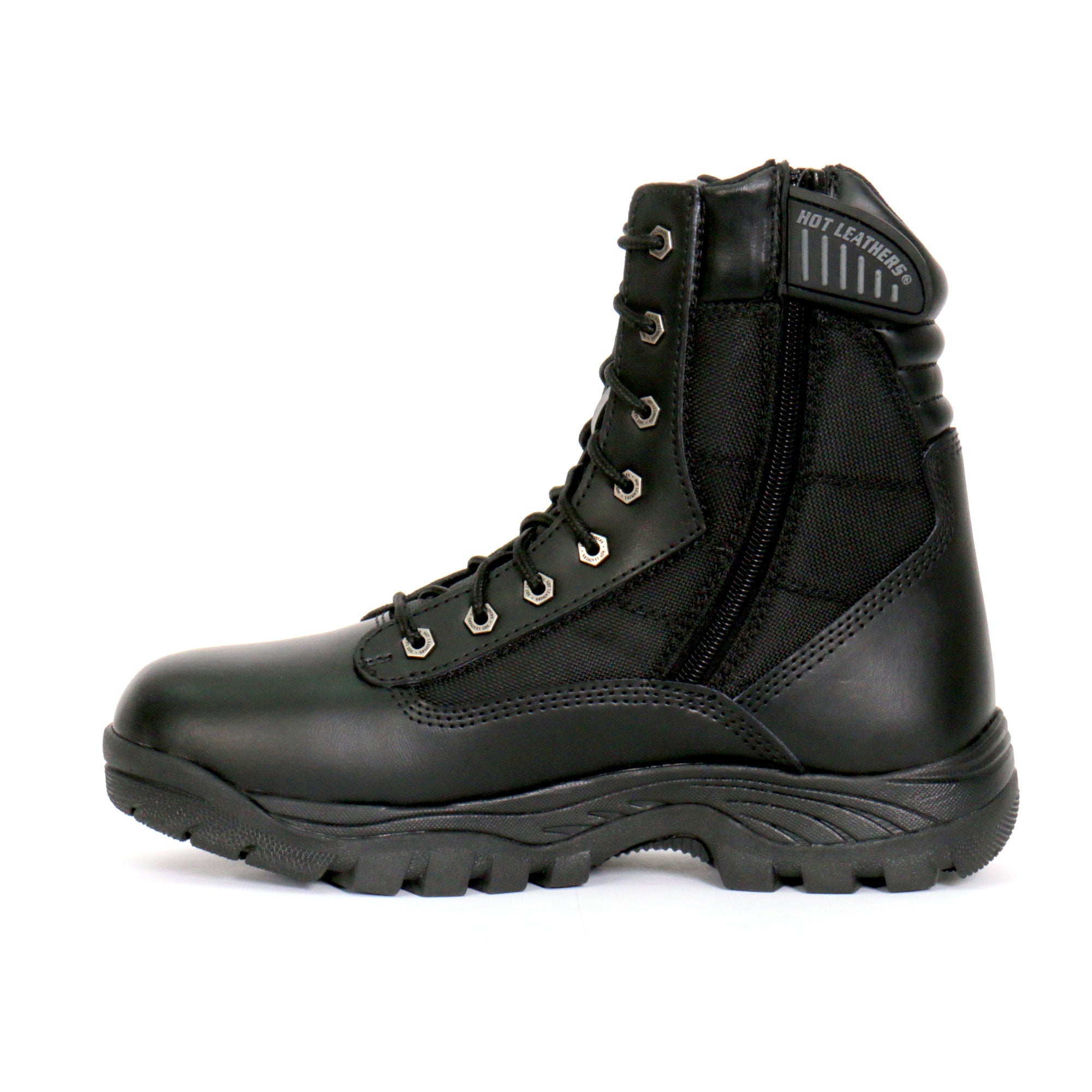 Hot Leathers Mens Wide Boots Black Leather with Zippers BTM1012W