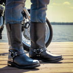 Hot Leathers BTM1016 Men's Classic Black 11-inch Harness Leather Boots