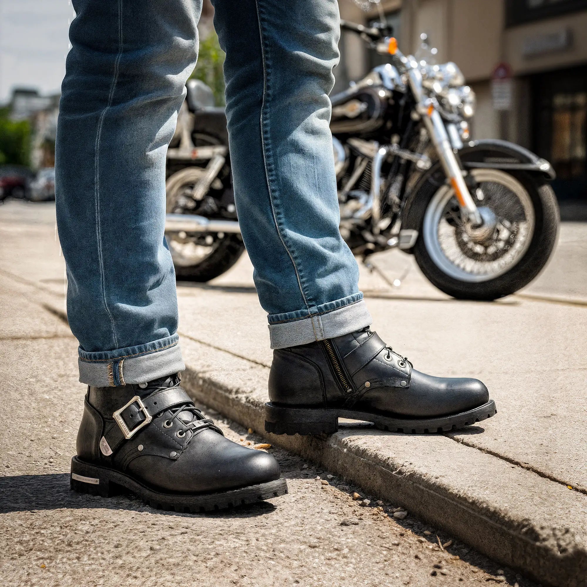 Hot Leathers Men’s Black Grave Rub Skull Tall Logger Motorcycle Boot BTM1017