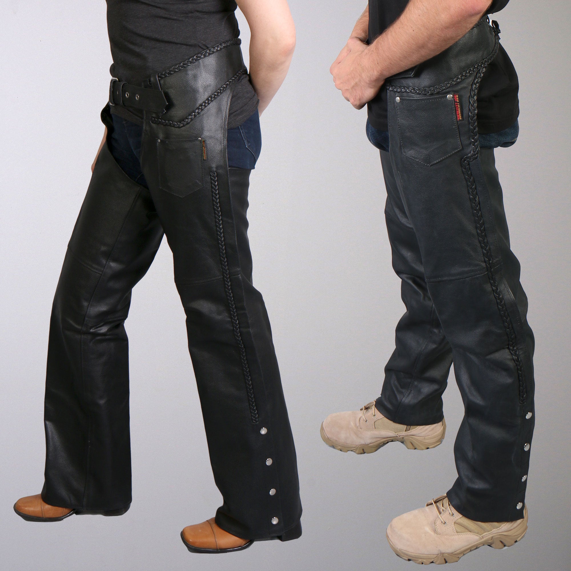 Hot Leathers CHM1003 Black Heavyweight Motorcycle Braided Uni-Sex Leat