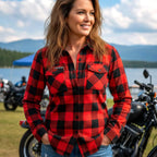 Hot Leathers FLL3002 Ladies Black and Red Long Sleeve Flannel