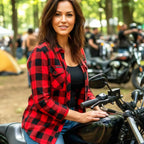 Hot Leathers FLL3002 Ladies Black and Red Long Sleeve Flannel