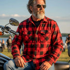 Hot Leathers FLM2002 Mens Black and Red Long Sleeve Flannel Shirt