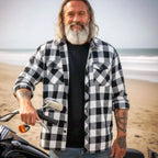 Hot Leathers FLM2004 Mens Black and White Long Sleeve Flannel Shirt