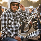 Hot Leathers FLM2004 Mens Black and White Long Sleeve Flannel Shirt