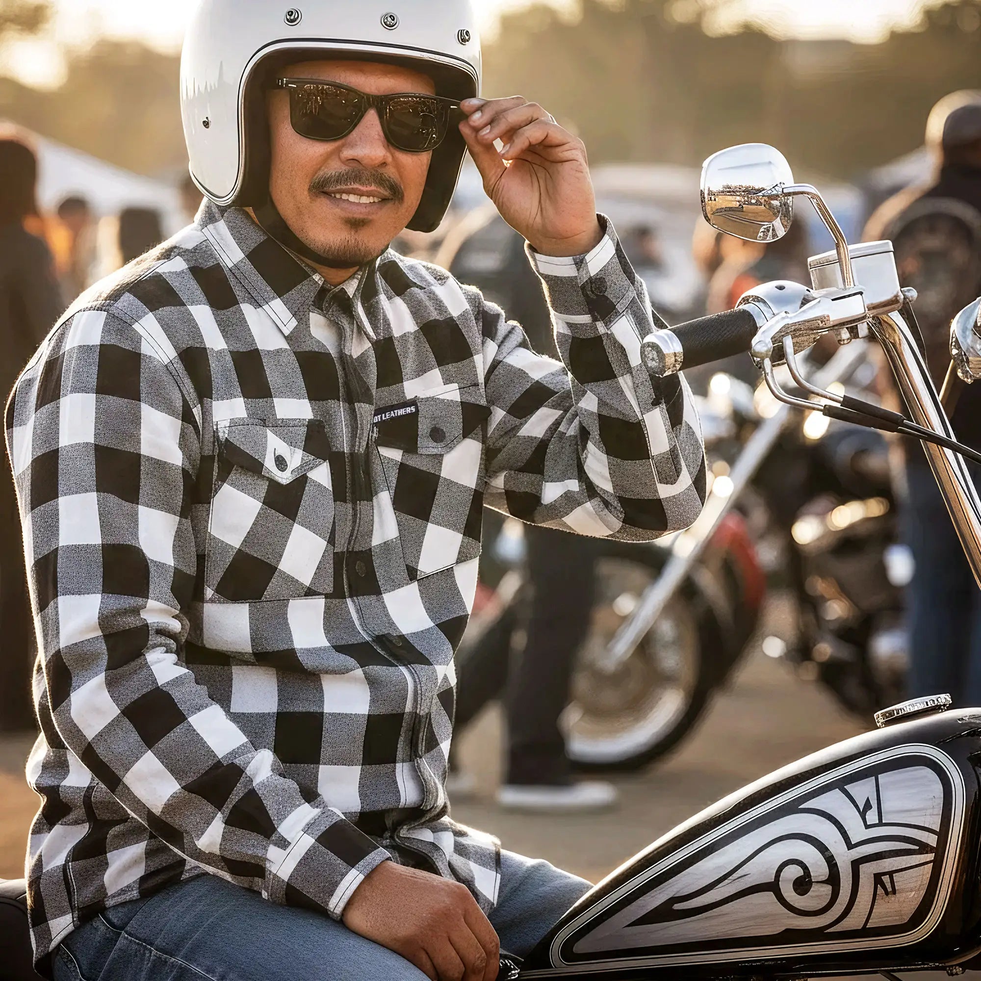 Hot Leathers FLM2004 Mens Black and White Long Sleeve Flannel Shirt