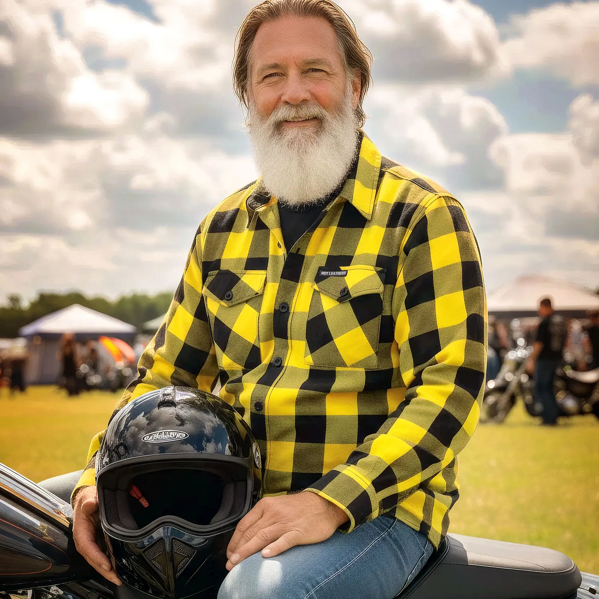 Hot Leathers FLM2014 Men's 'Gold and Black' Flannel Long Sleeve Shirt