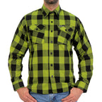 Hot Leathers Men's 'Broken Spoke' Light Gray/Black Cotton Flannel Shirt - Button Front - Riding/Casual/ Work Wear - FLM2015