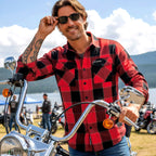 Hot Leathers FLM2019 Men's Red Black and Gray Long Sleeve Flannel