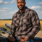Hot Leathers FLM2020 Men's 'Black, Gray and Orange' Flannel Long Sleeve Shirt