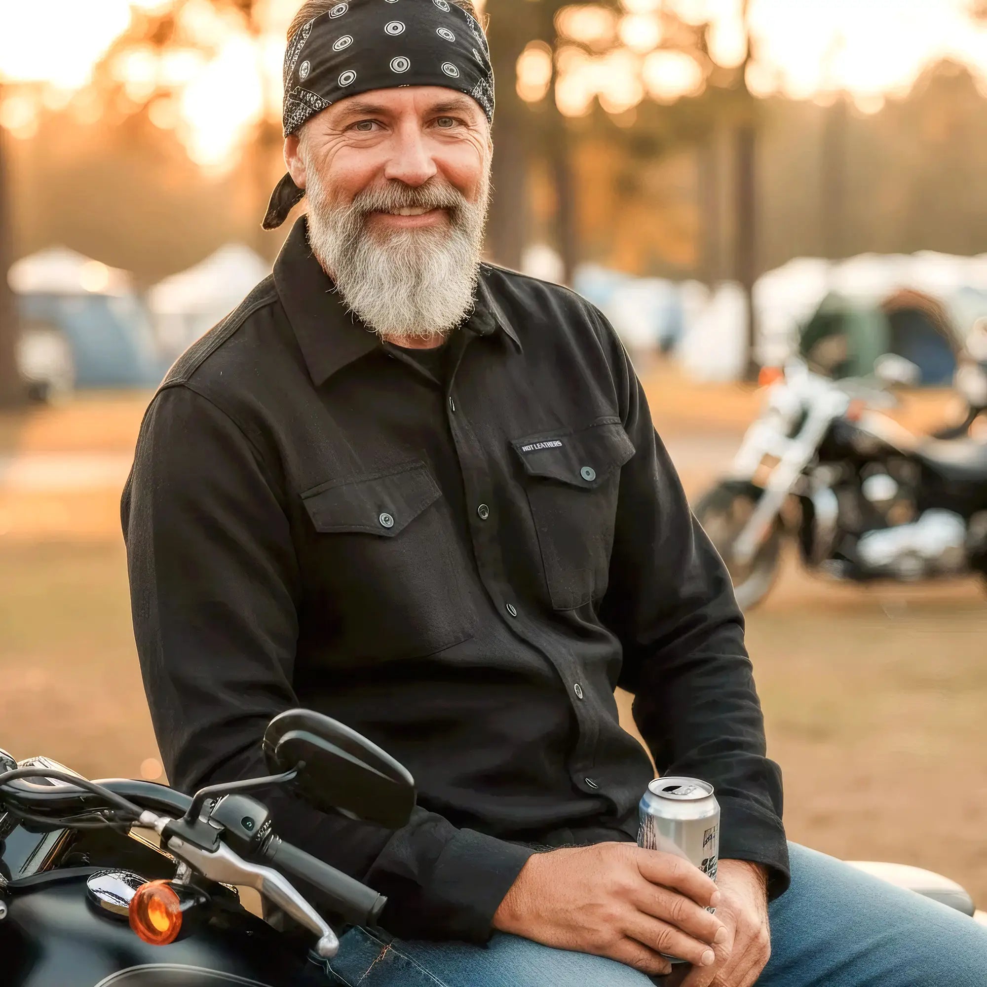 Hot Leathers FLM2024 Men's 'Solid Black' Flannel Long Sleeve Shirt