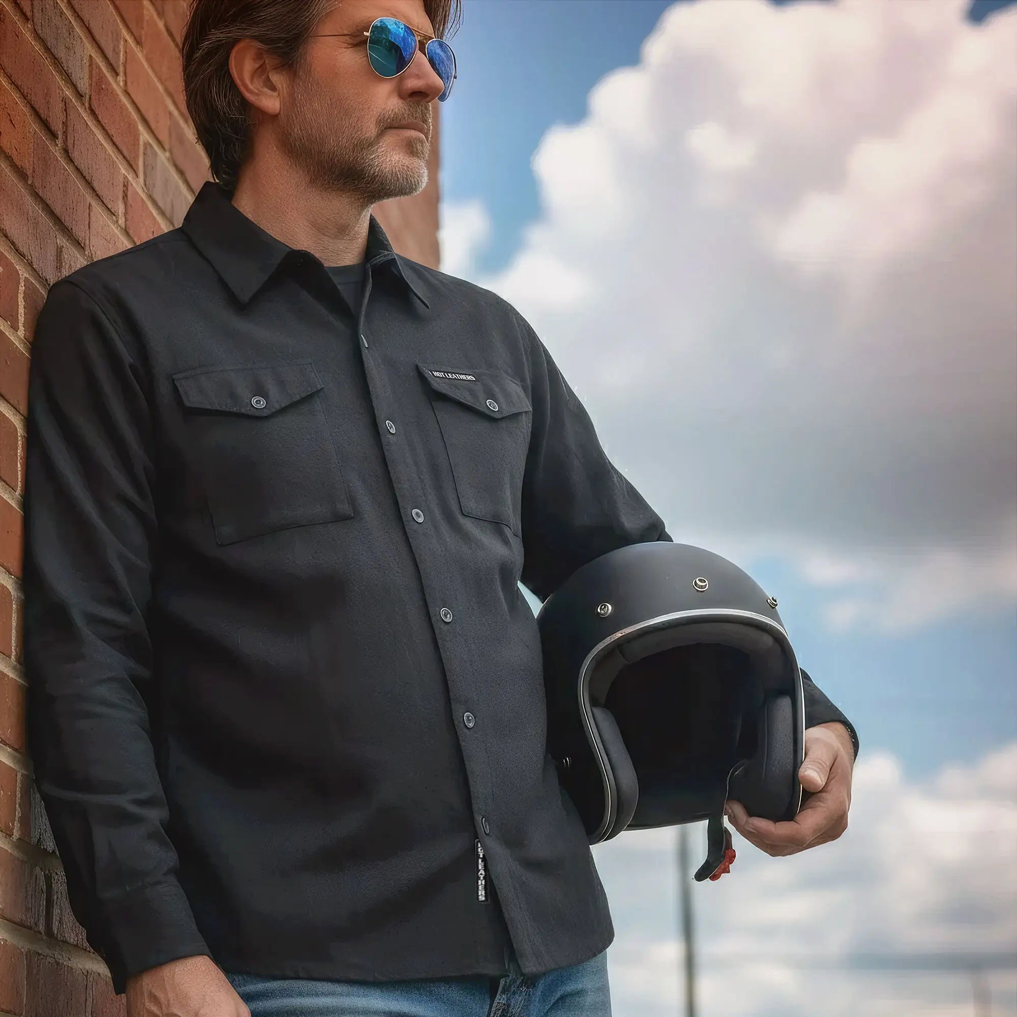 Hot Leathers FLM2024 Men's 'Solid Black' Flannel Long Sleeve Shirt