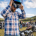 Hot Leathers FLM2025 Men's 'Blue, White and Red' Flannel Long Sleeve Shirt