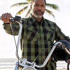 Hot Leathers Long Sleeve OD Green and Black Flannel