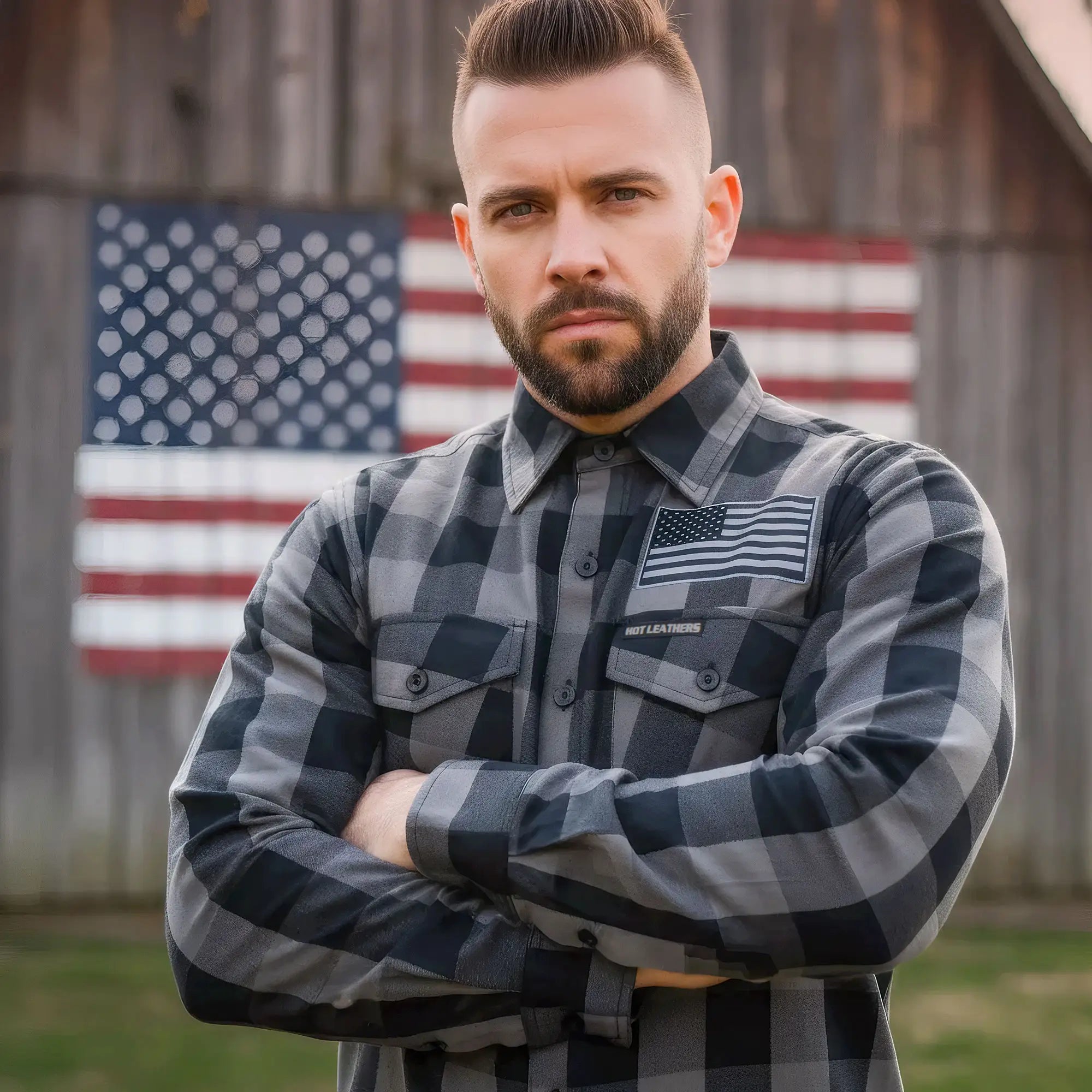 Hot Leathers FLM2102 Men's 'Tribal Eagle' Flannel Long Sleeve Shirt