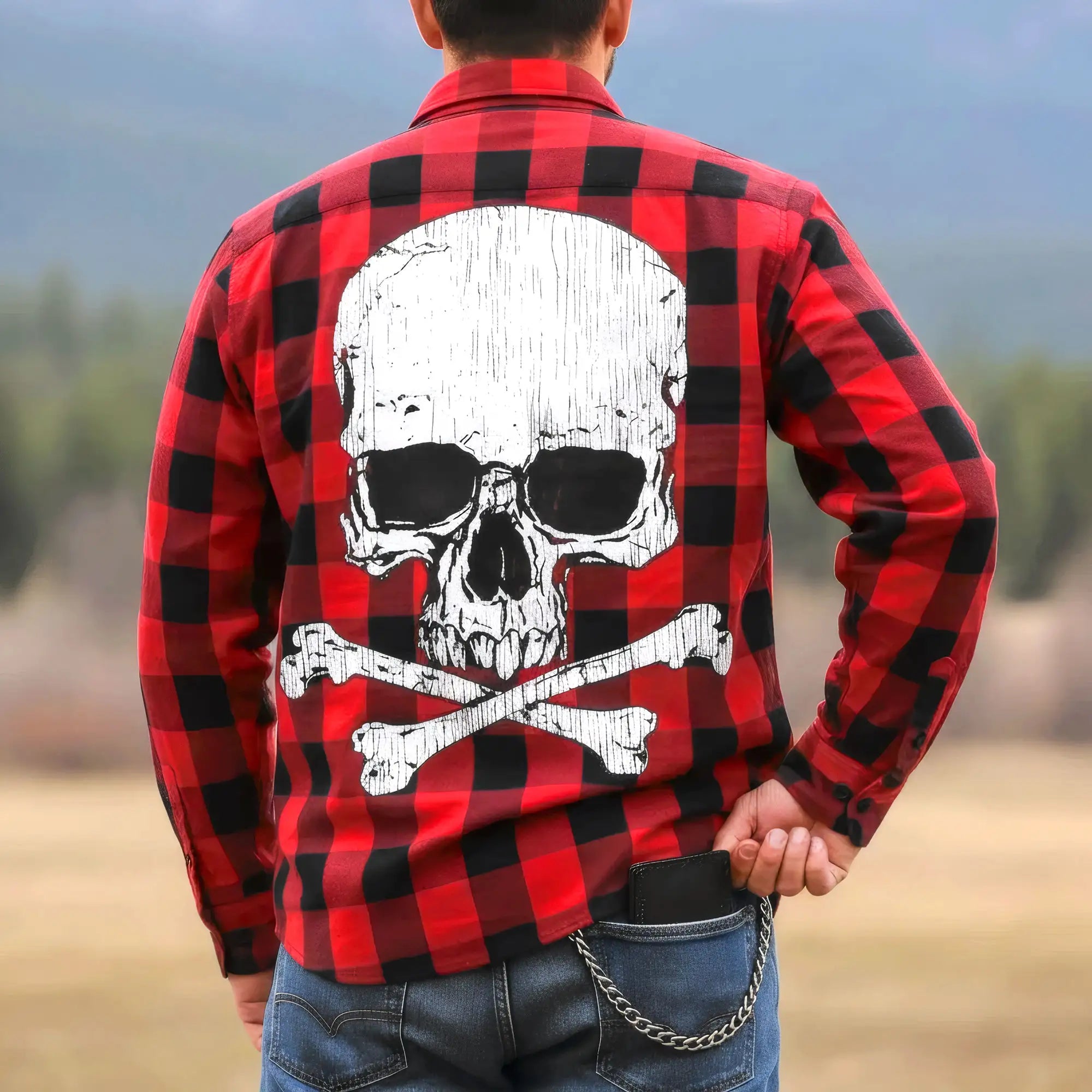 Hot Leathers FLM2103 Men's 'Skull and Bones' Flannel Long Sleeve Shirt