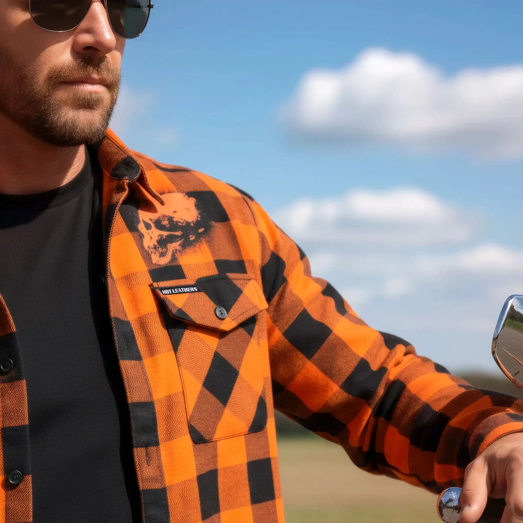 Hot Leathers FLM2108 Men's 'Ancient Skull' Flannel Long Sleeve Shirt