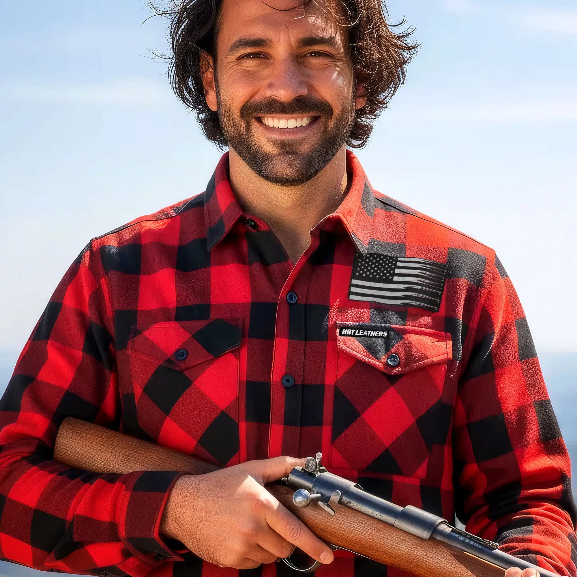 Hot Leathers FLM2110 Men's 'Bullets' Flannel Long Sleeve Shirt