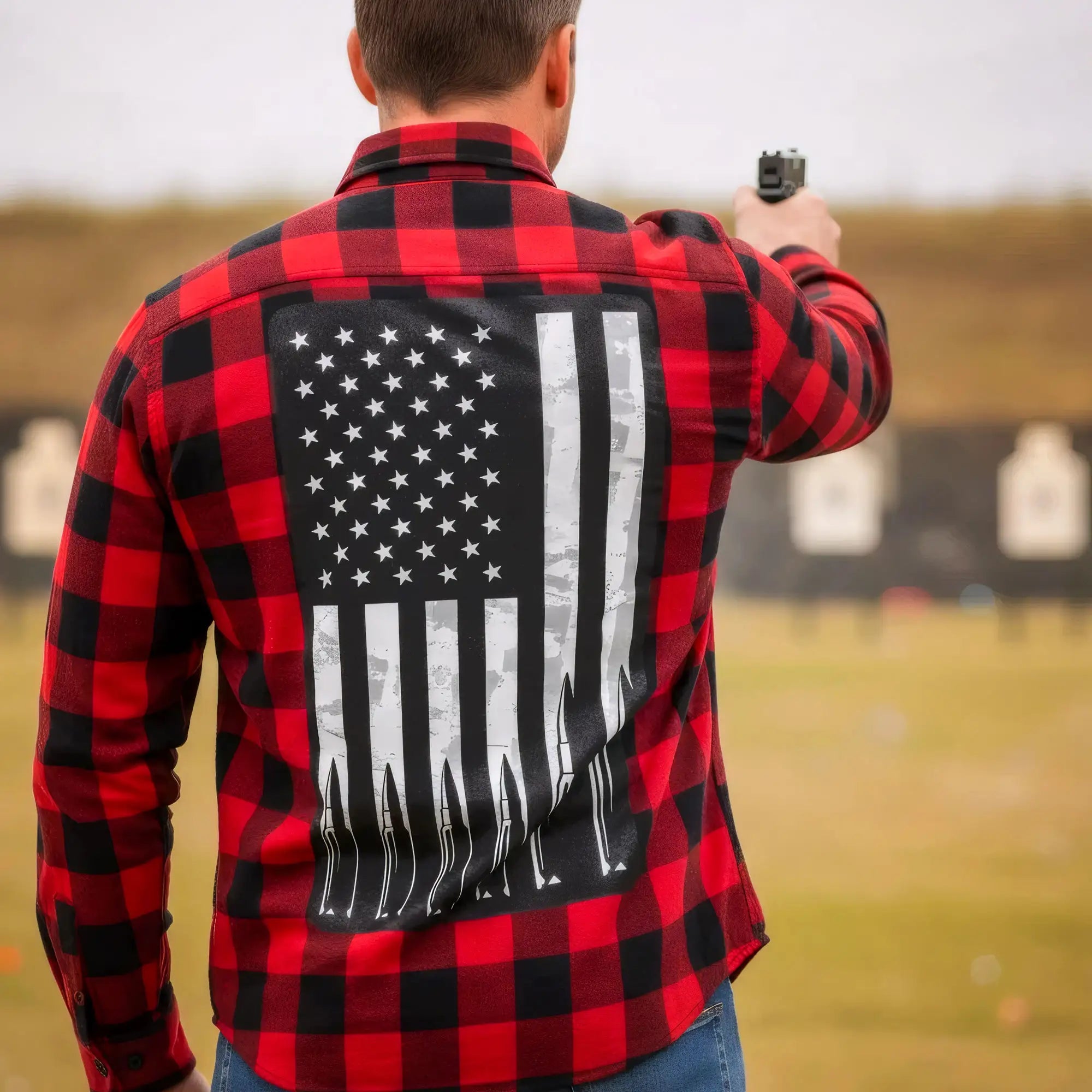 Hot Leathers FLM2110 Men's 'Bullets' Flannel Long Sleeve Shirt