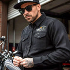 Hot Leathers Men's 'Race Wolf' Black Cotton Flannel Shirt - Button Front - Riding/Casual/ Work Wear - FLM2115