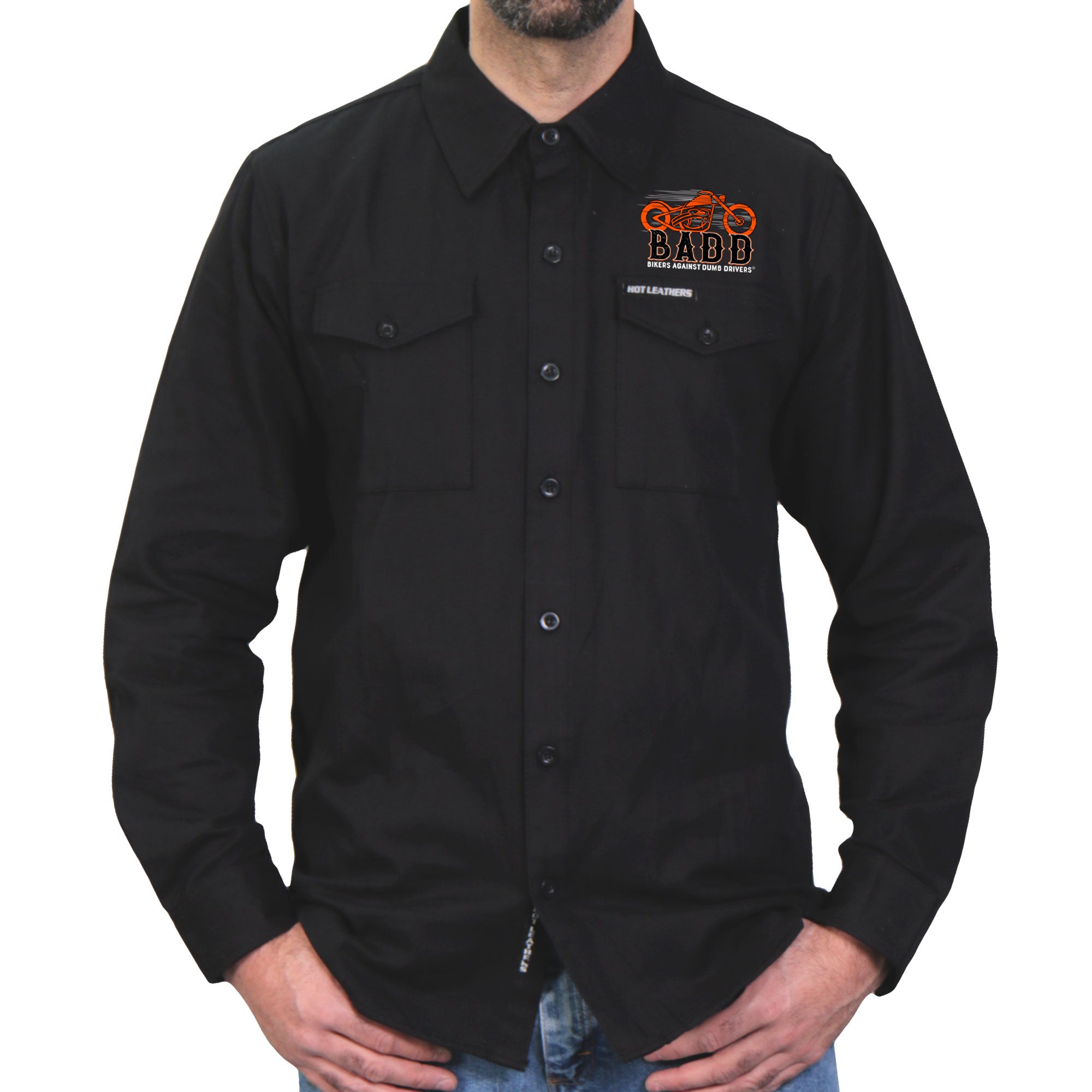 Hot Leathers Bone Finger Mens Black Flannel FLM2116